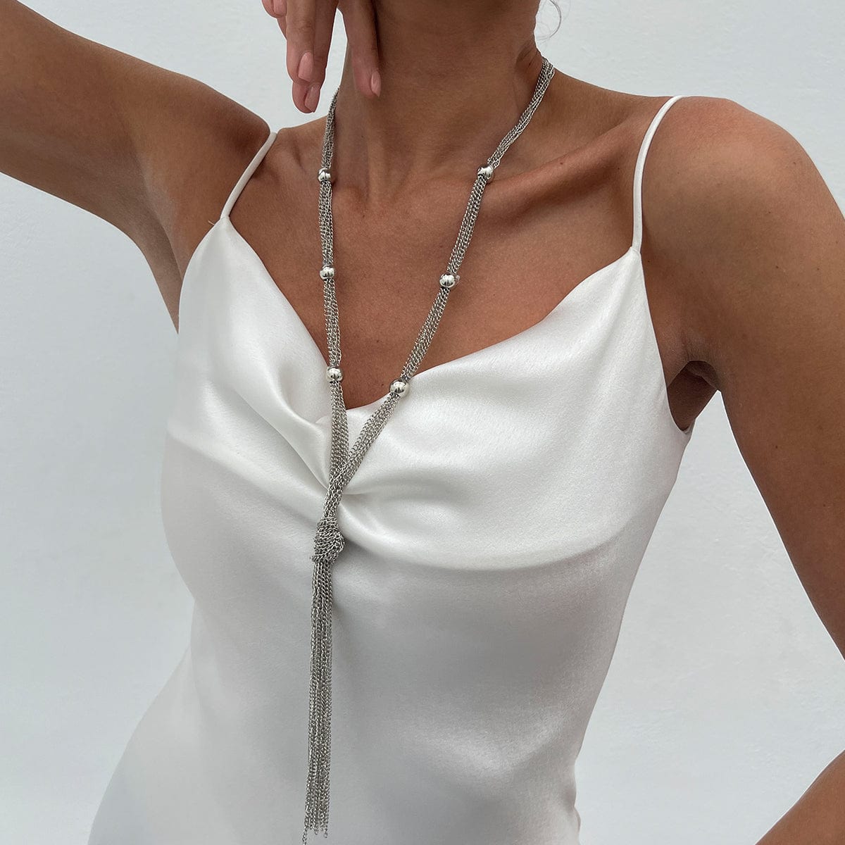 Trendy Ball Charm Long Tassel Chain Y Necklace