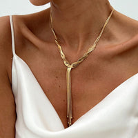 Thumbnail for Trendy Ball Tassel Cross Snake Chain Y Necklace - ArtGalleryZen