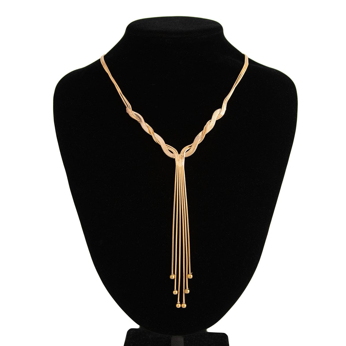Trendy Ball Tassel Cross Snake Chain Y Necklace - ArtGalleryZen