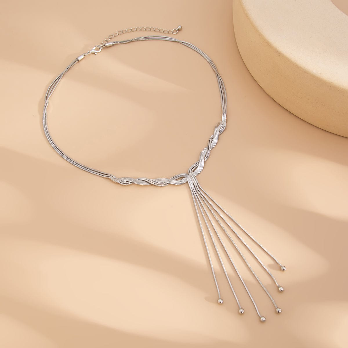 Trendy Ball Tassel Cross Snake Chain Y Necklace - ArtGalleryZen