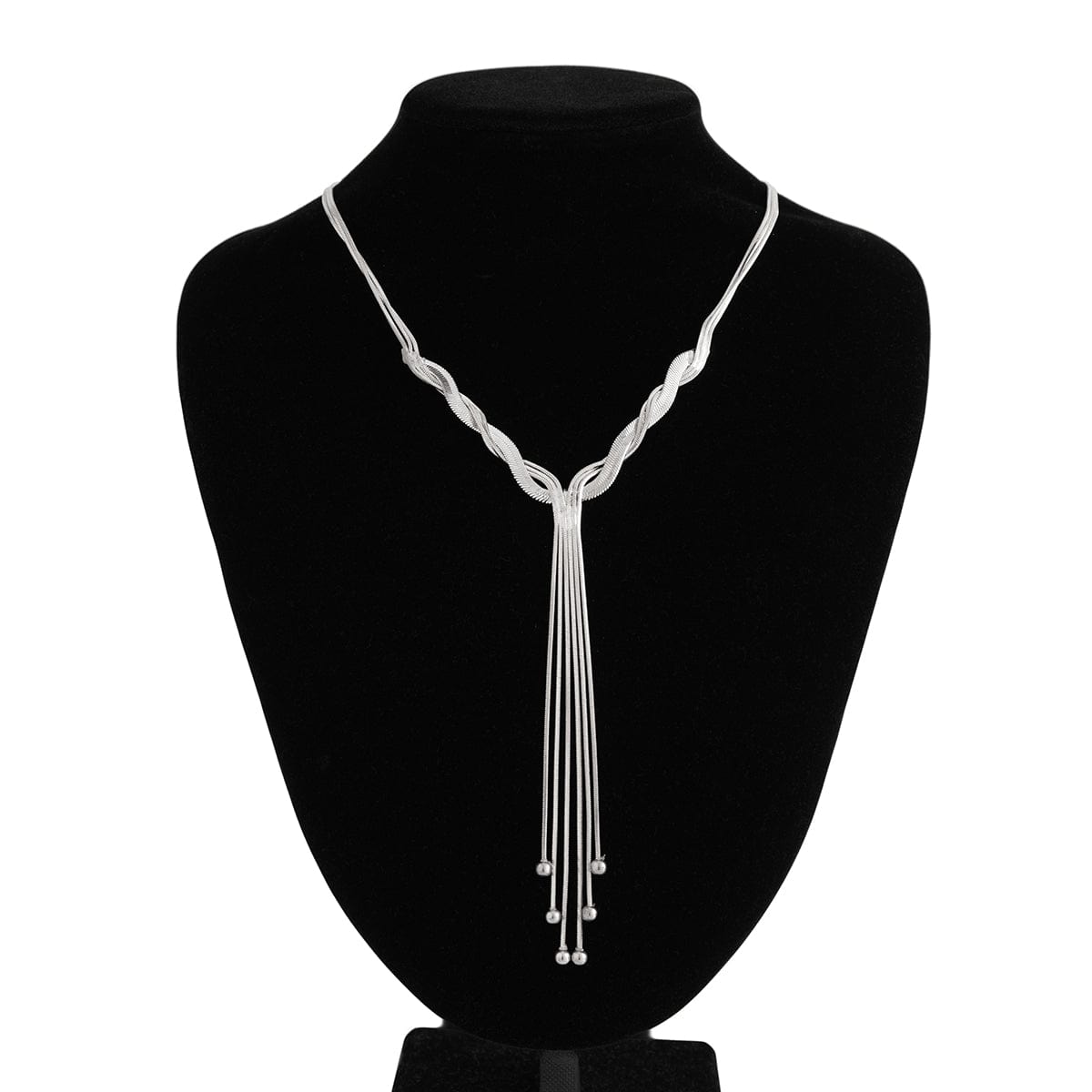 Trendy Ball Tassel Cross Snake Chain Y Necklace - ArtGalleryZen