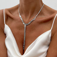 Thumbnail for Trendy Ball Tassel Cross Snake Chain Y Necklace - ArtGalleryZen