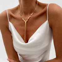 Thumbnail for Trendy Ball Tassel Cross Snake Chain Y Necklace - ArtGalleryZen