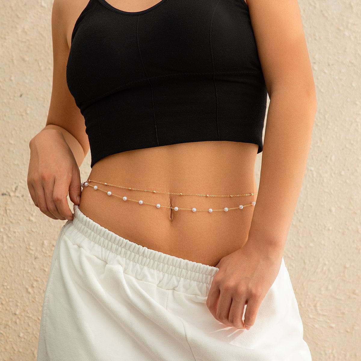 Trendy Boho Layered Pearl Saturn Belly Chain Set