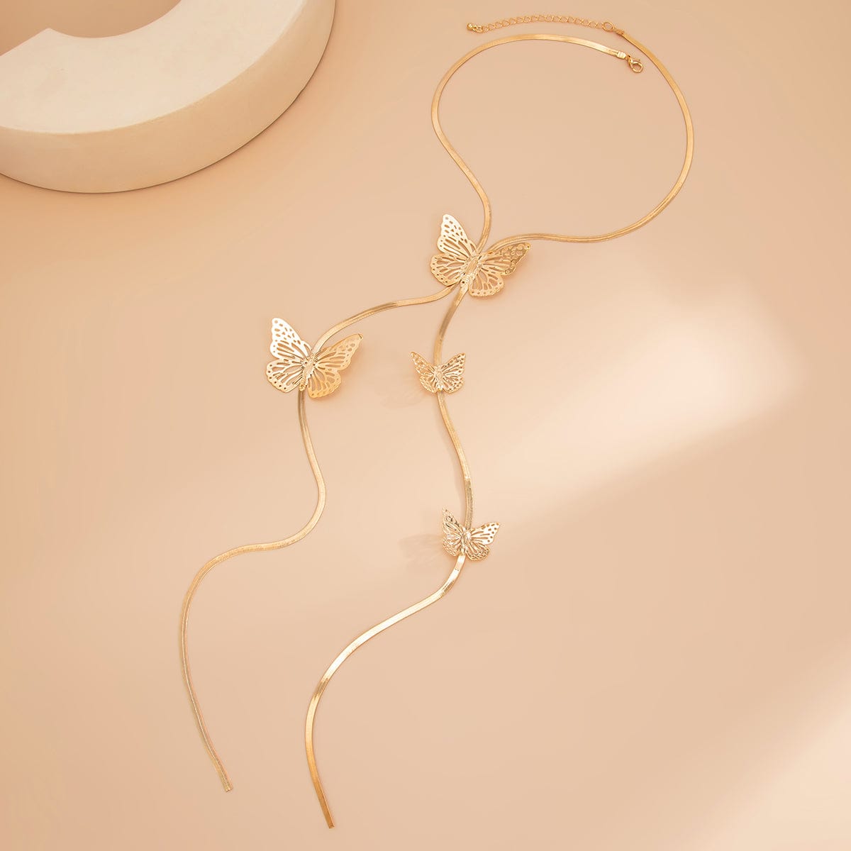 Trendy Butterfly Charm Snake Chain Y Necklace - ArtGalleryZen