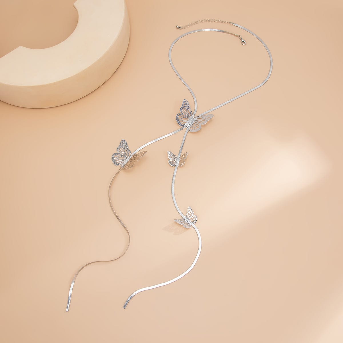 Trendy Butterfly Charm Snake Chain Y Necklace - ArtGalleryZen