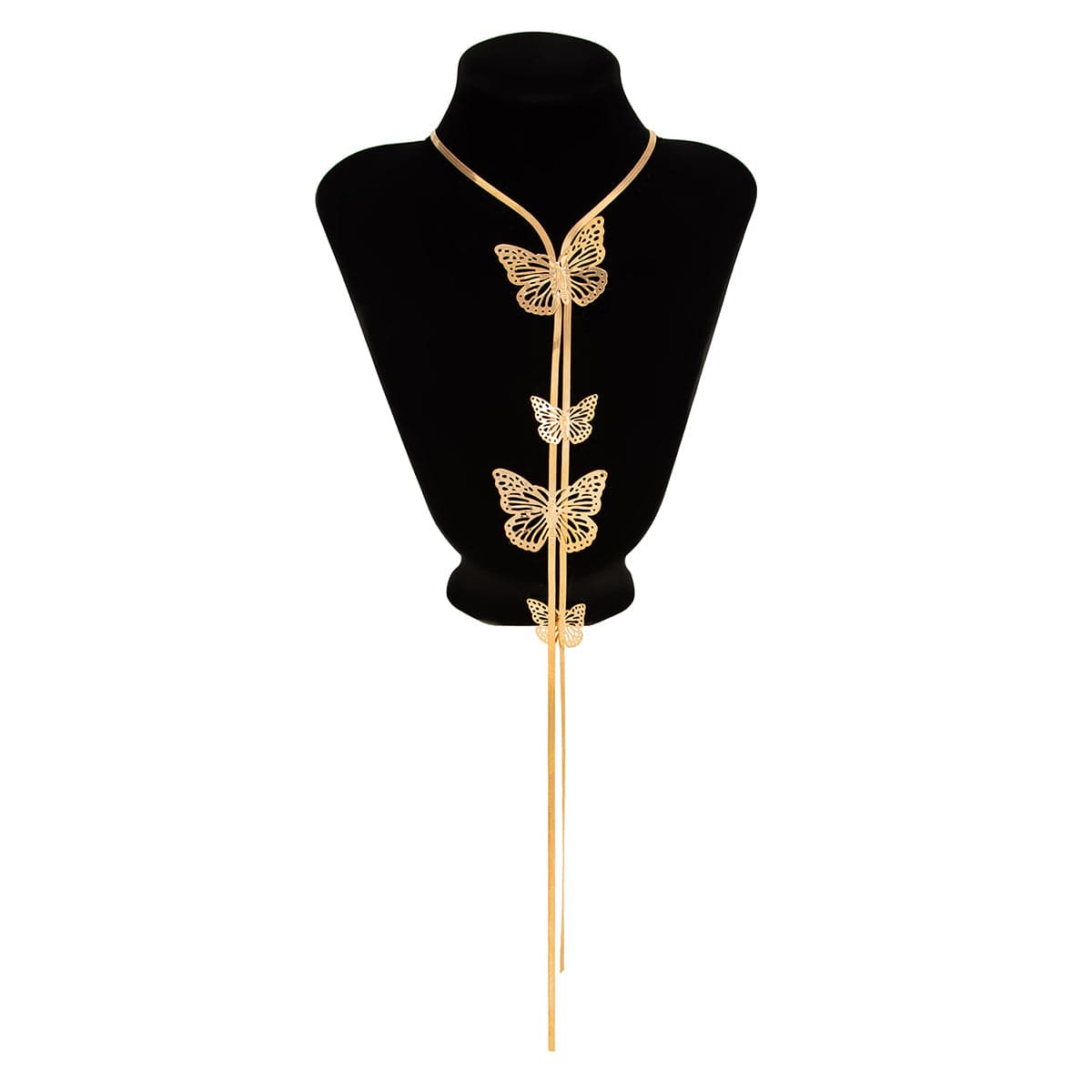 Trendy Butterfly Charm Snake Chain Y Necklace - ArtGalleryZen