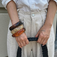 Thumbnail for Trendy Chunky Gold Foil Amber Bangle Bracelet - ArtGalleryZen