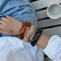 Thumbnail for Trendy Chunky Gold Foil Amber Bangle Bracelet - ArtGalleryZen