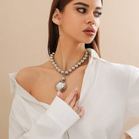 Thumbnail for Trendy Chunky Gold Silver Tone Ball Pendant Choker Necklace - ArtGalleryZen