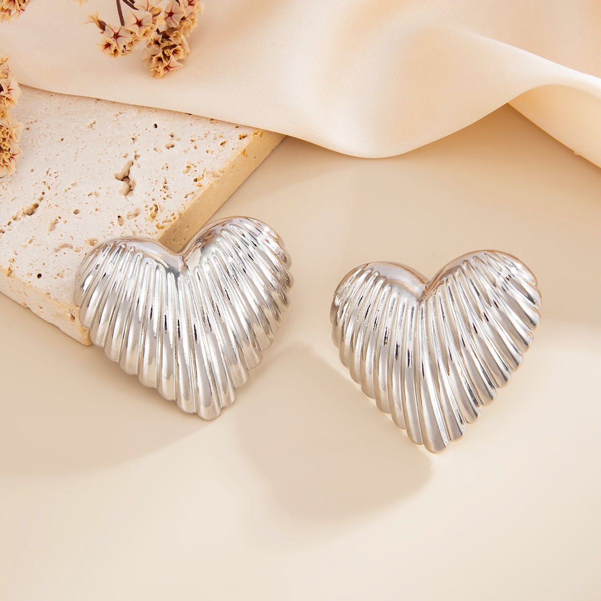 Trendy Chunky Heart Stud Earrings - ArtGalleryZen