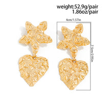 Thumbnail for Trendy Chunky Pattern Heart Dangle Star Earrings - ArtGalleryZen