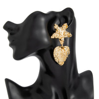 Thumbnail for Trendy Chunky Pattern Heart Dangle Star Earrings - ArtGalleryZen