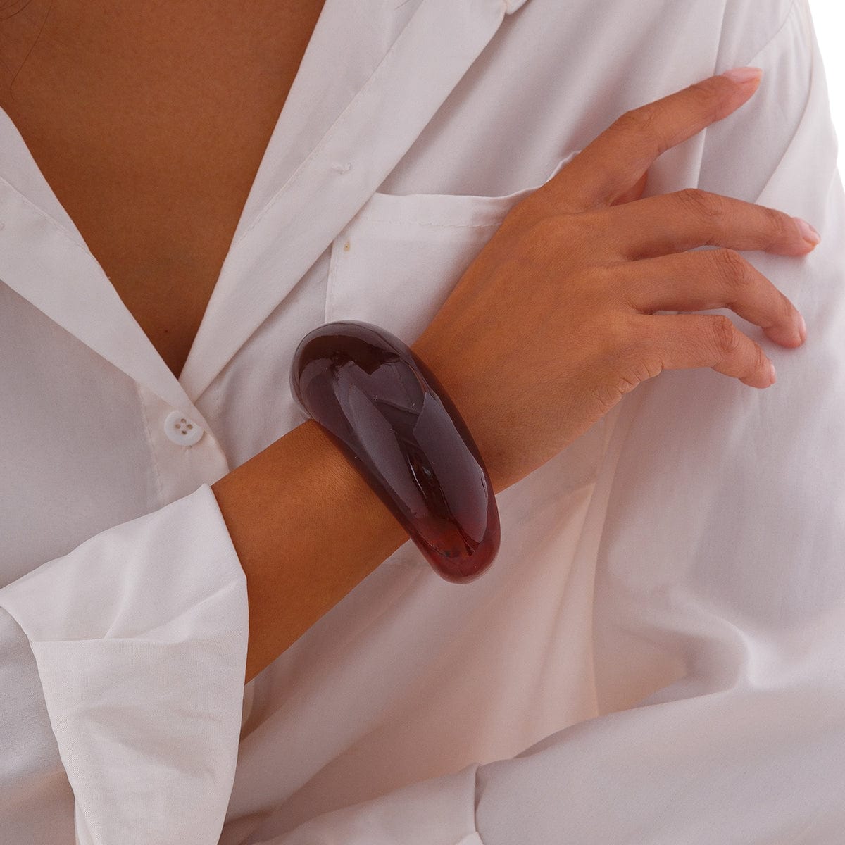 Trendy Chunky Resin Open Wide Cuff Bangle Bracelet - ArtGalleryZen