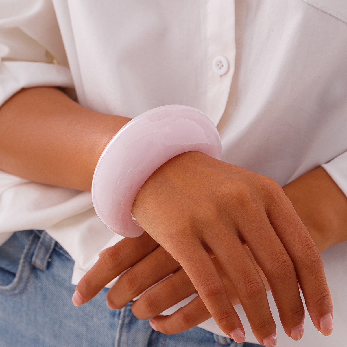 Trendy Chunky Resin Open Wide Cuff Bangle Bracelet - ArtGalleryZen