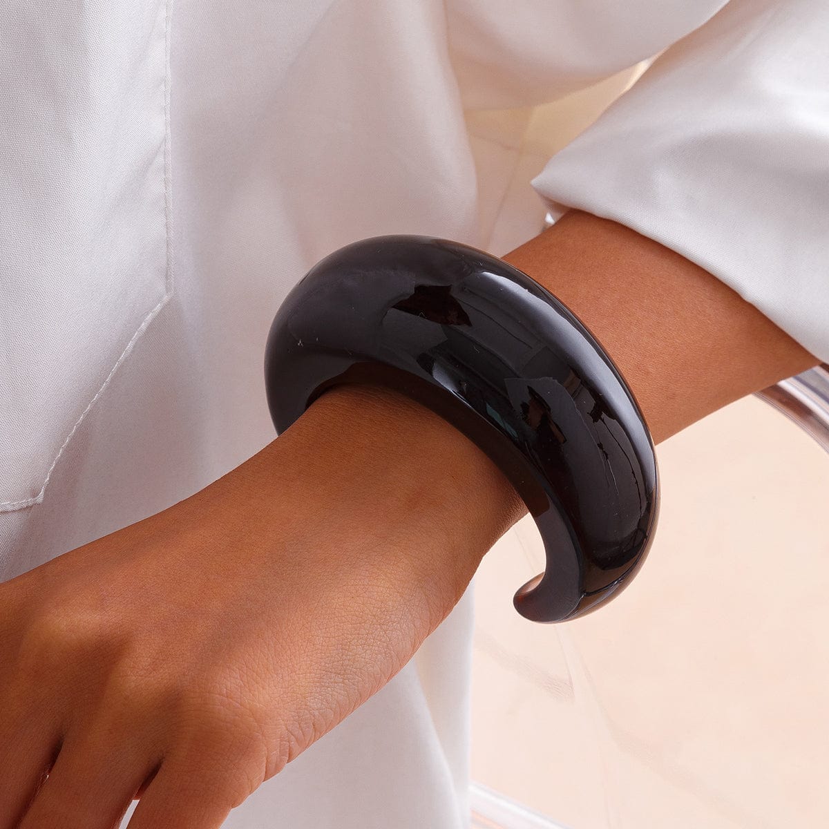 Trendy Chunky Resin Open Wide Cuff Bangle Bracelet - ArtGalleryZen