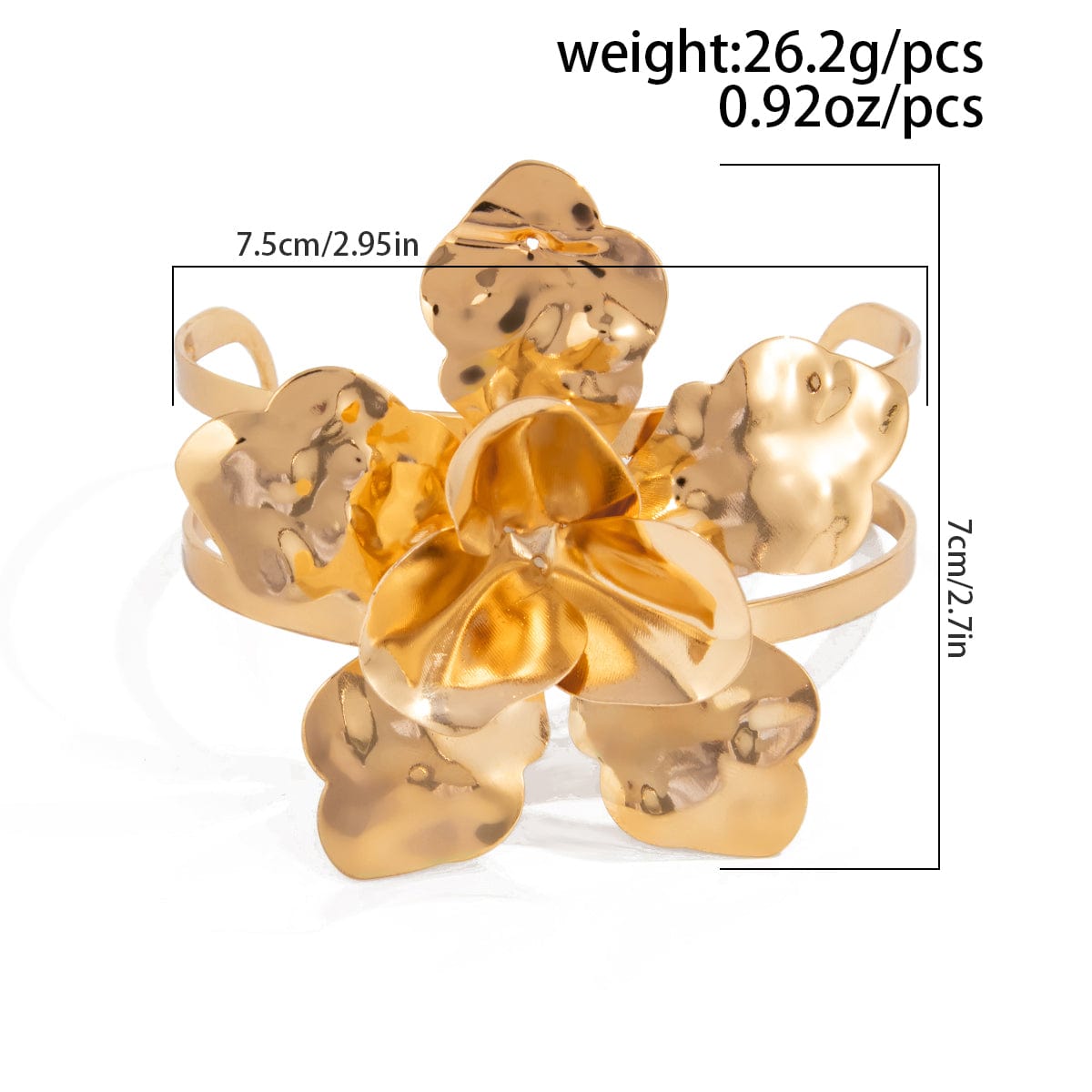 Trendy Chunky Textured Flower Arm Cuff - ArtGalleryZen