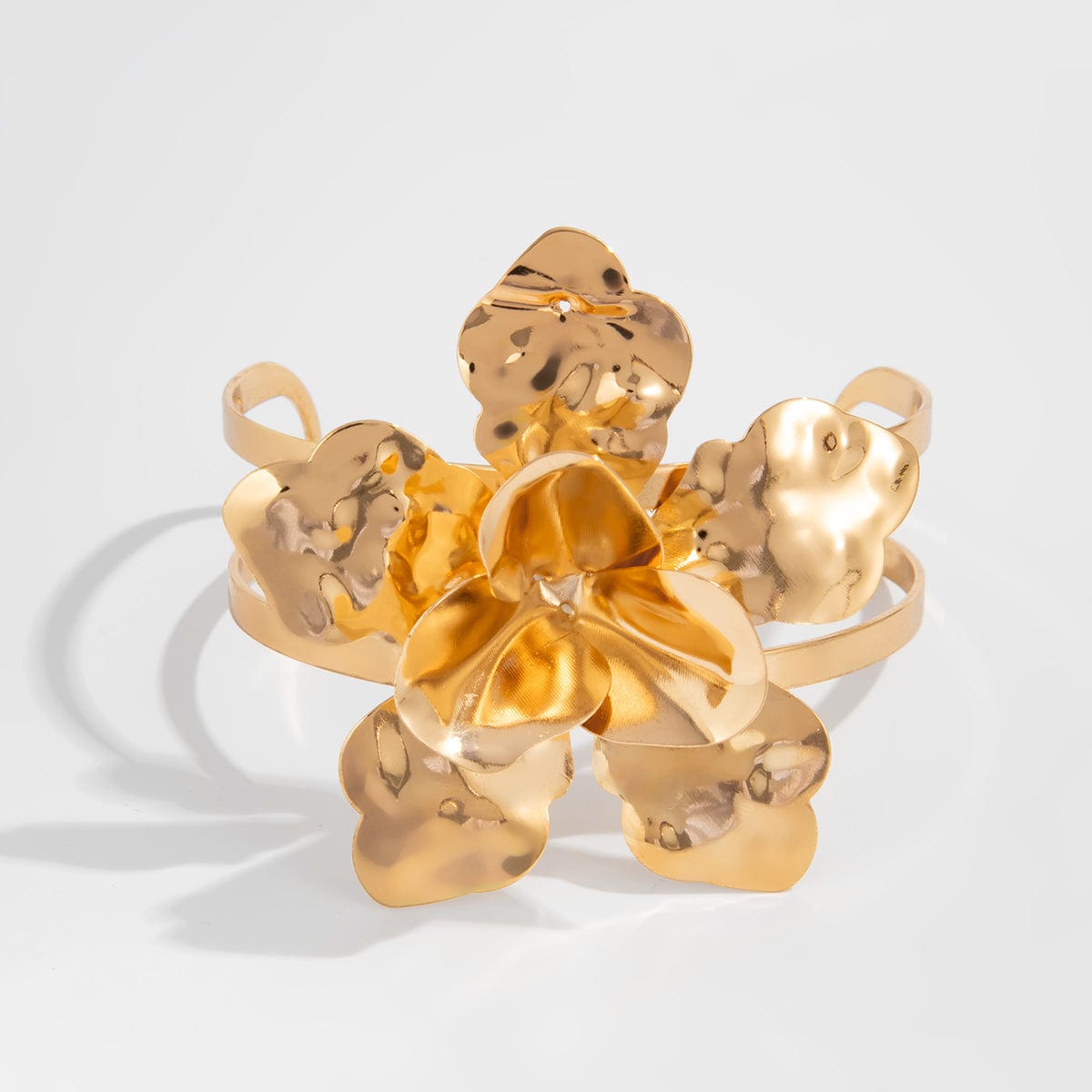 Trendy Chunky Textured Flower Arm Cuff - ArtGalleryZen