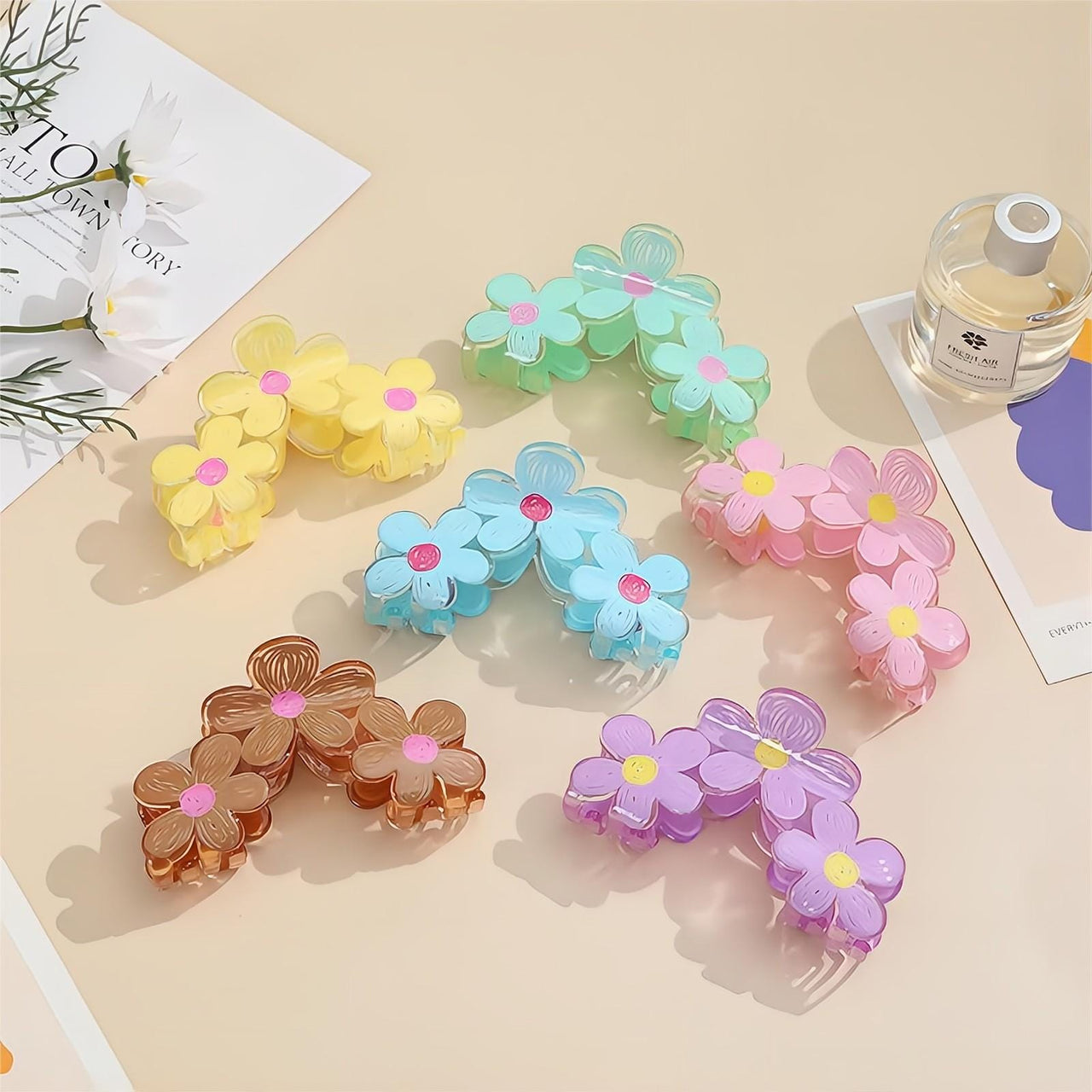 Trendy Colorful Hand-drawn Painting Flower Hair Clip - ArtGalleryZen