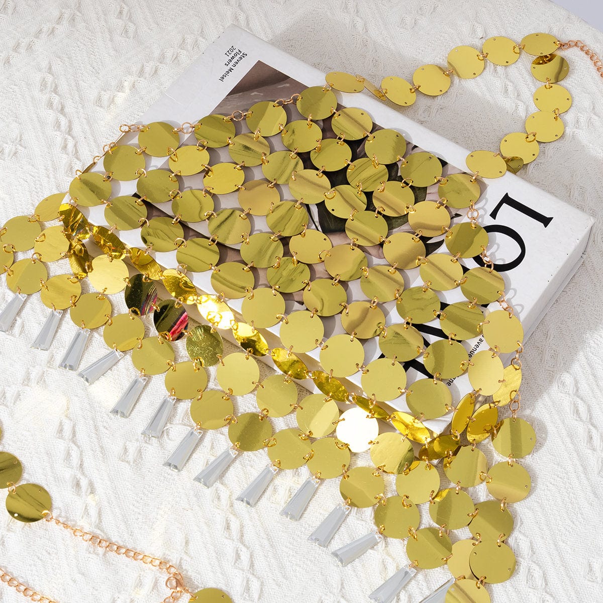 Trendy Colorful Lingerie Halter Top Backless Glitter Tassel Sequins Bra - ArtGalleryZen