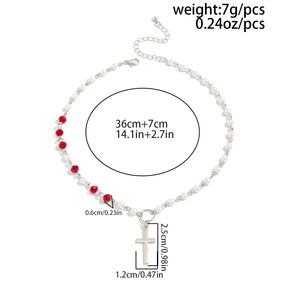 Trendy Cross Pendant Pearl Crystal Chain Necklace - ArtGalleryZen