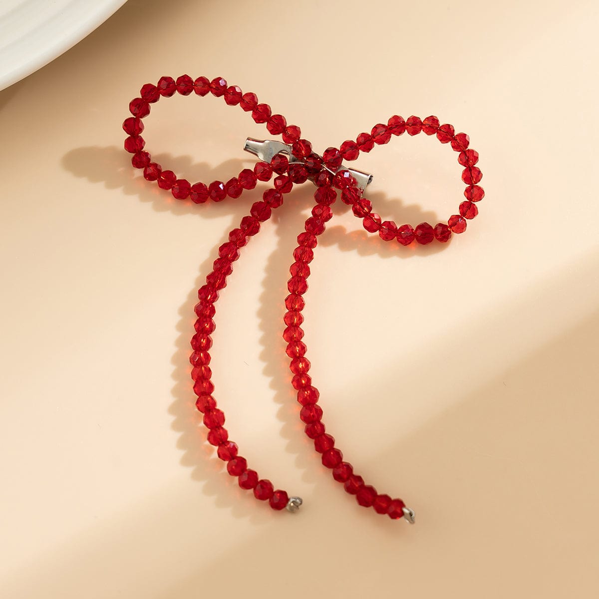 Trendy Crystal Beaded Bowknot Pin Brooch