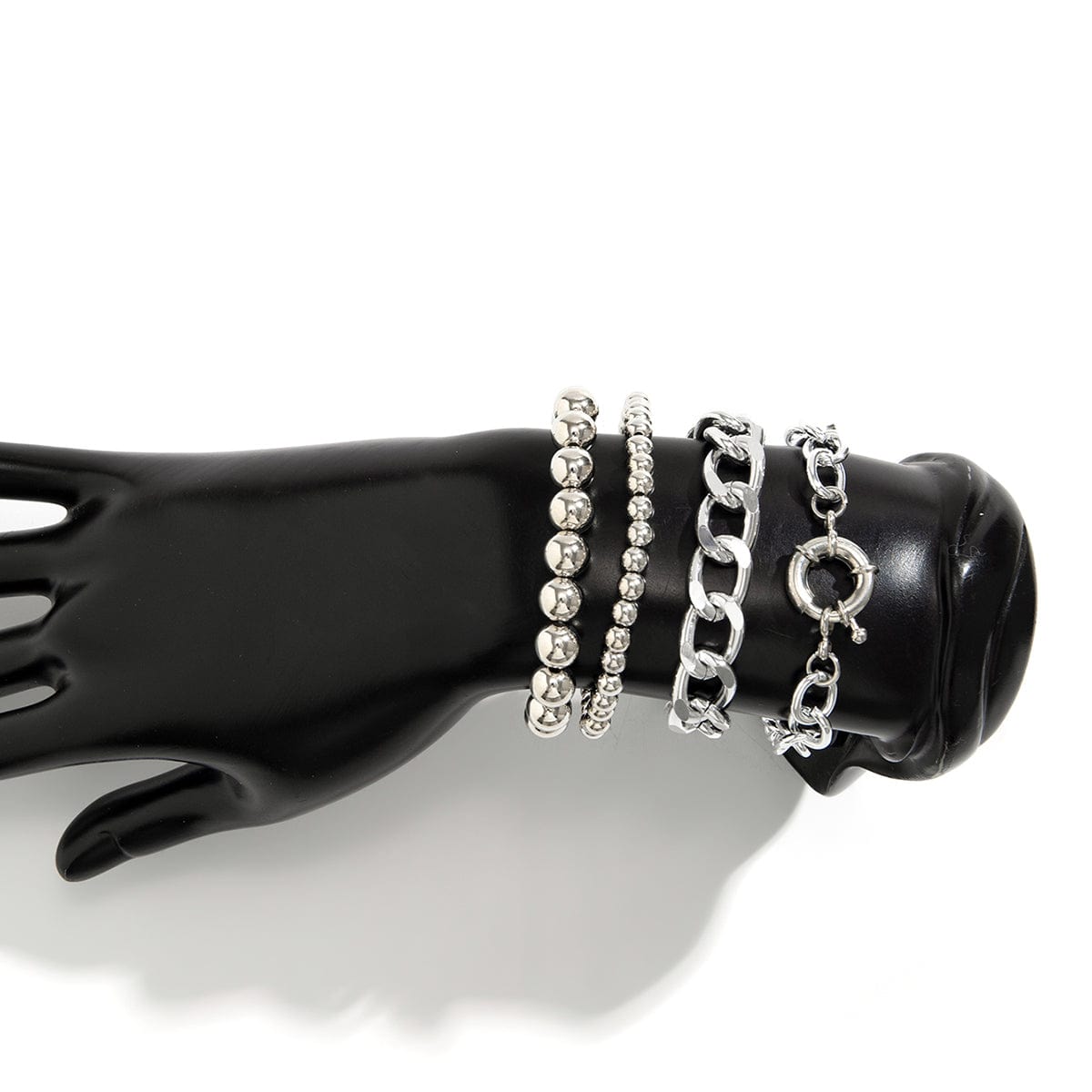 Trendy Curb Link Ball Chain Stackable Bracelet Set - ArtGalleryZen