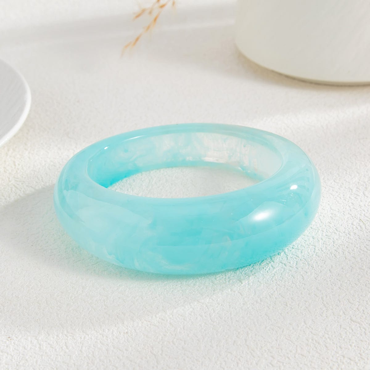 Trendy Curved Resin Bangle Bracelet - ArtGalleryZen