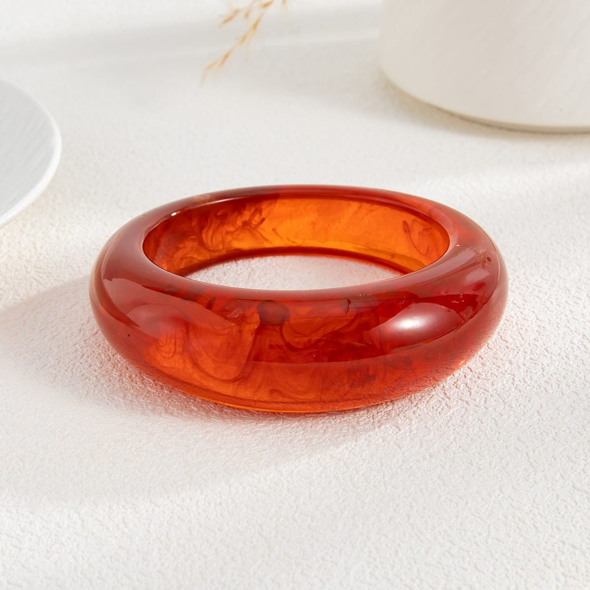 Trendy Curved Resin Bangle Bracelet - ArtGalleryZen