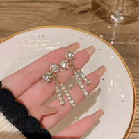 Thumbnail for Trendy CZ Inlaid Bowknot Tassel Earrings - ArtGalleryZen