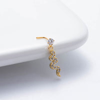Thumbnail for Trendy CZ Inlaid Snake Heart Butterfly Dangle Stainless Steel Nose Piercing Nose Stud - ArtGalleryZen