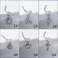 Thumbnail for Trendy CZ Inlaid Stainless Steel Cherry Cross Sun Nose Piercing Nose Stud - ArtGalleryZen