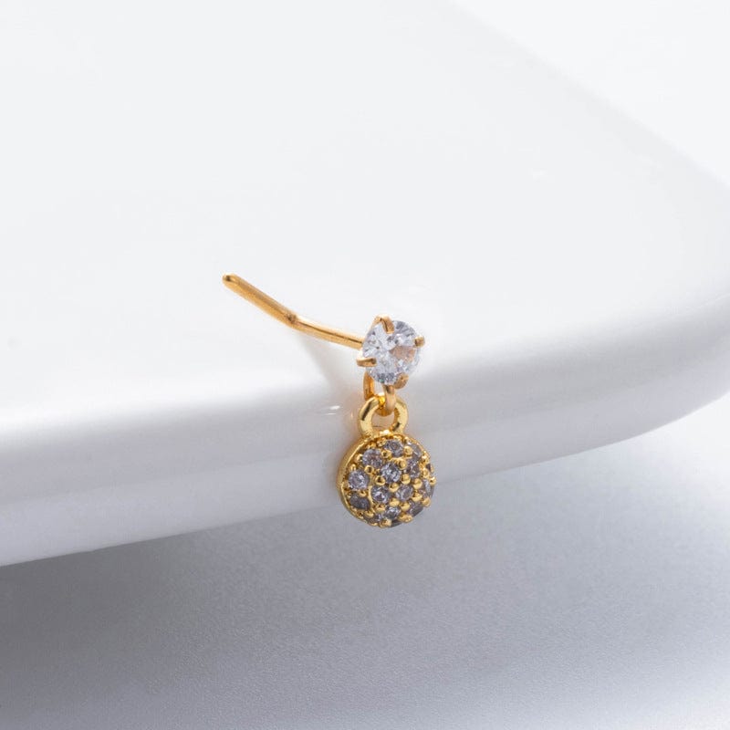 Trendy CZ Inlaid Stainless Steel Cherry Cross Sun Nose Piercing Nose Stud - ArtGalleryZen