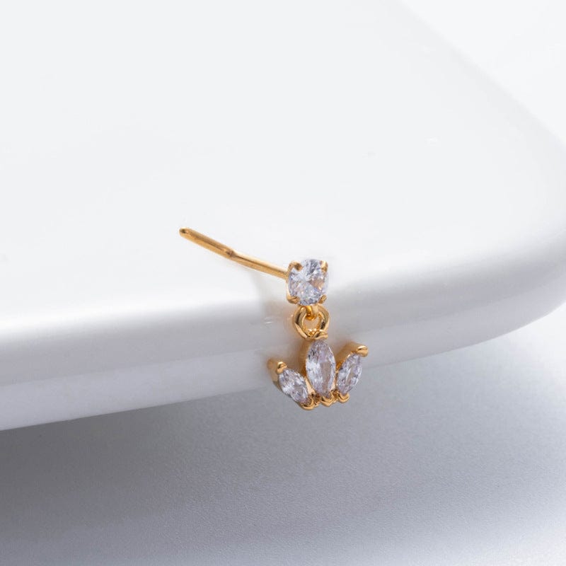 Trendy CZ Inlaid Stainless Steel Cherry Cross Sun Nose Piercing Nose Stud - ArtGalleryZen