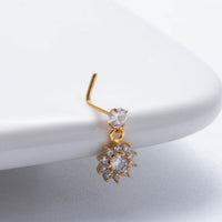 Thumbnail for Trendy CZ Inlaid Stainless Steel Cherry Cross Sun Nose Piercing Nose Stud - ArtGalleryZen