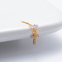 Thumbnail for Trendy CZ Inlaid Stainless Steel Cherry Cross Sun Nose Piercing Nose Stud - ArtGalleryZen