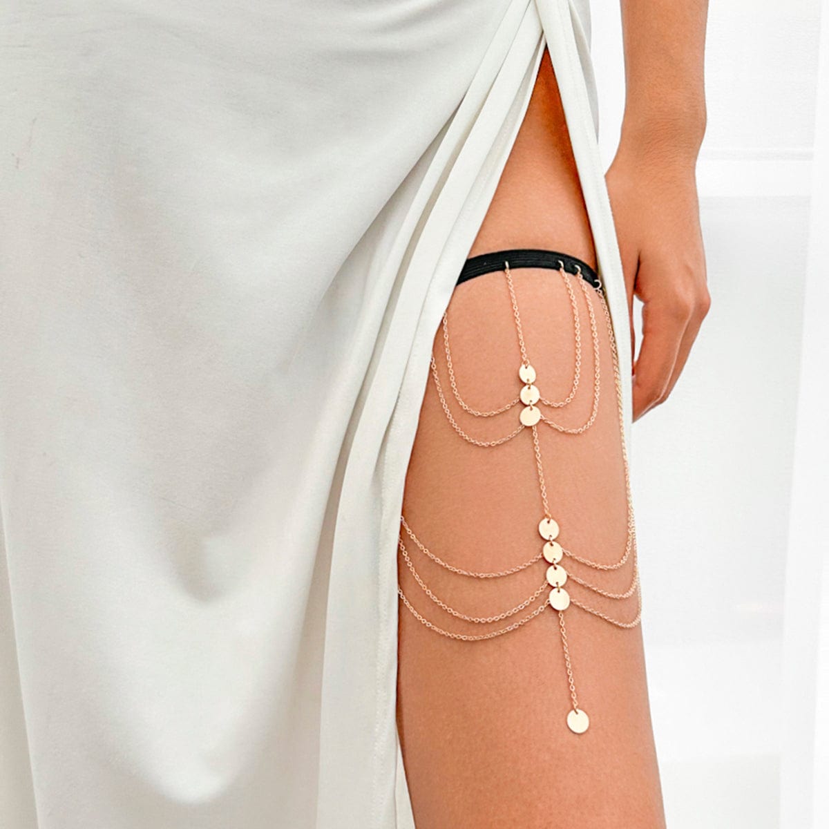 Trendy Dainty Layered Sequin Charm Elastic Thigh Leg Chain