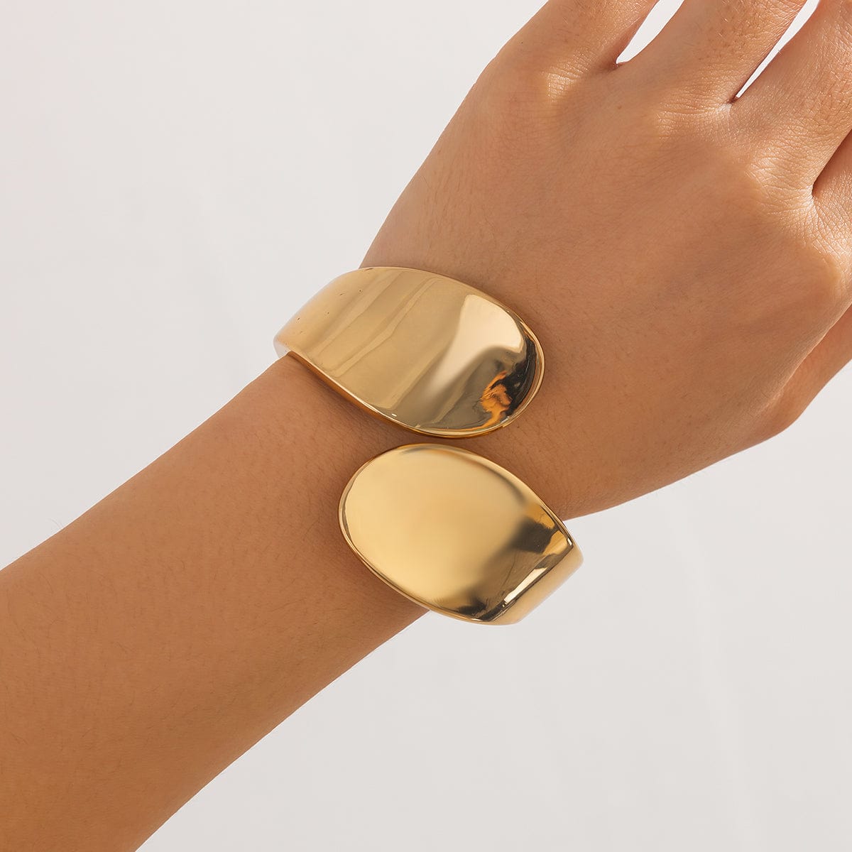 Trendy Geometric Glossy Open Bangle Bracelet