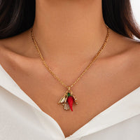 Thumbnail for Trendy Glass Chili Evil Eye Lucky Horseshoe Pendant Necklace - ArtGalleryZen