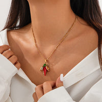 Thumbnail for Trendy Glass Chili Evil Eye Lucky Horseshoe Pendant Necklace - ArtGalleryZen