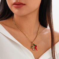 Thumbnail for Trendy Glass Chili Evil Eye Lucky Horseshoe Pendant Necklace - ArtGalleryZen