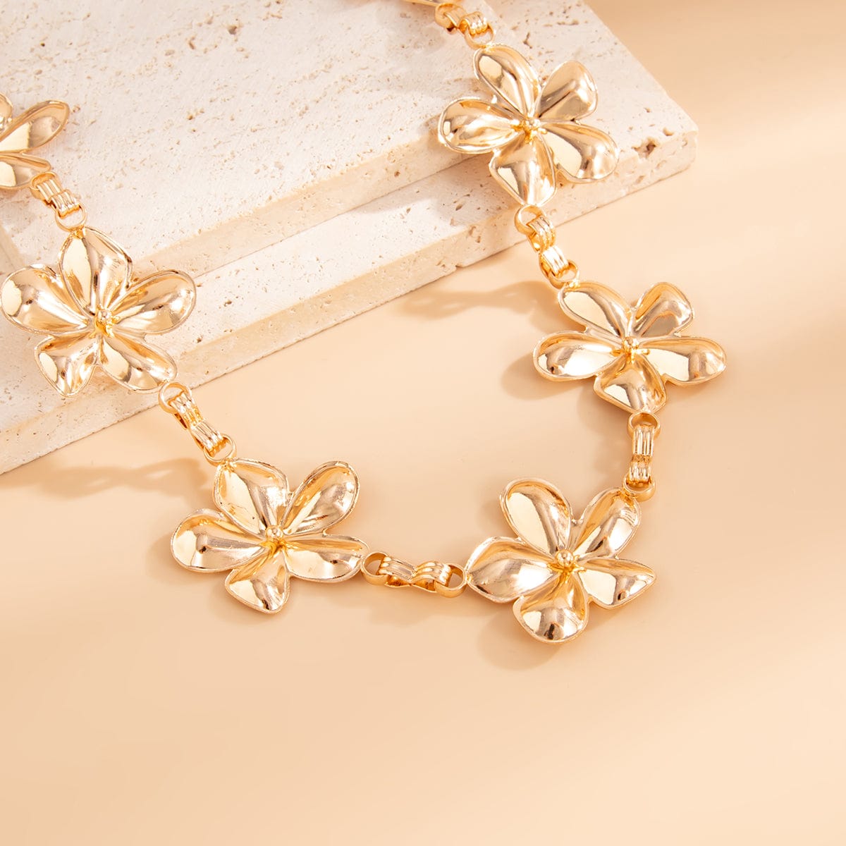 Trendy Gold Plated Flower Waist Chain - ArtGalleryZen