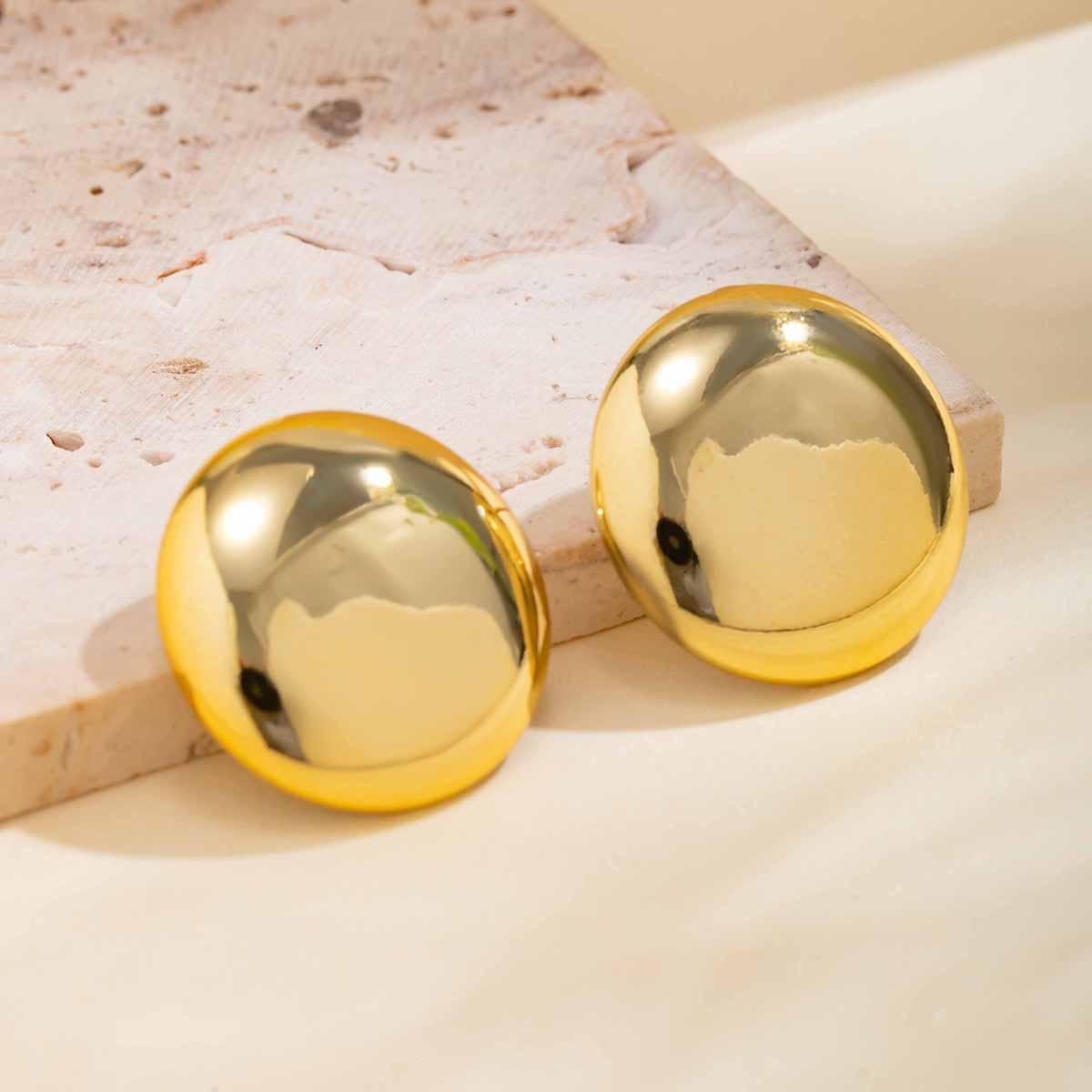 Trendy Gold Plated Glossy Large Round Earrings - ArtGalleryZen