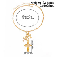 Thumbnail for Trendy Gold Plated Rhinestone Inlaid Cross Tassel Necklace - ArtGalleryZen