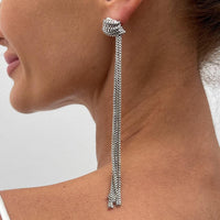 Thumbnail for Trendy Gold Silver Plated Chain Tassel Stud Earrings - ArtGalleryZen