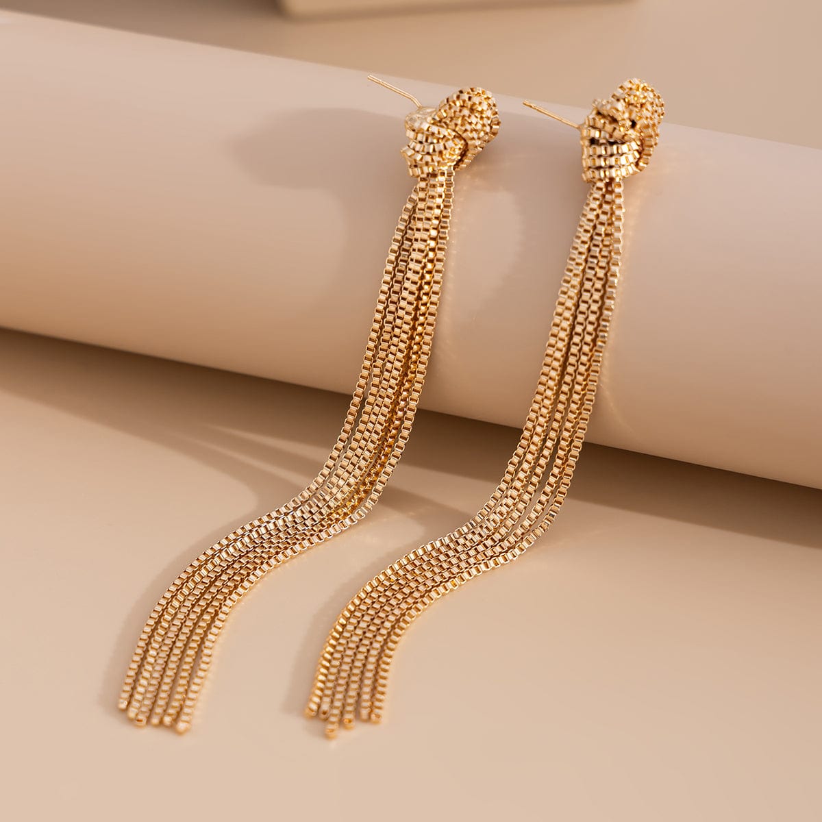 Trendy Gold Silver Plated Chain Tassel Stud Earrings - ArtGalleryZen