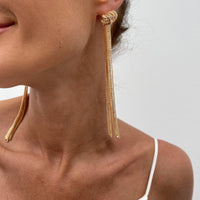 Thumbnail for Trendy Gold Silver Plated Chain Tassel Stud Earrings - ArtGalleryZen