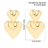 Thumbnail for Trendy Gold Silver Plated Double Heart Dangle Earrings - ArtGalleryZen