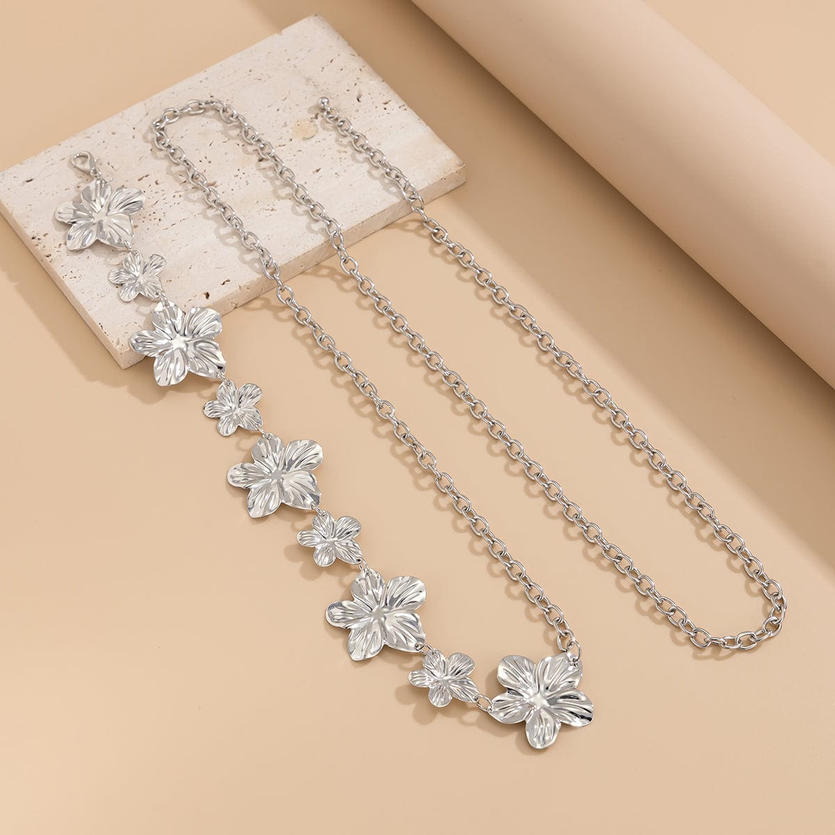 Trendy Gold Silver Plated Flower Waist Chain