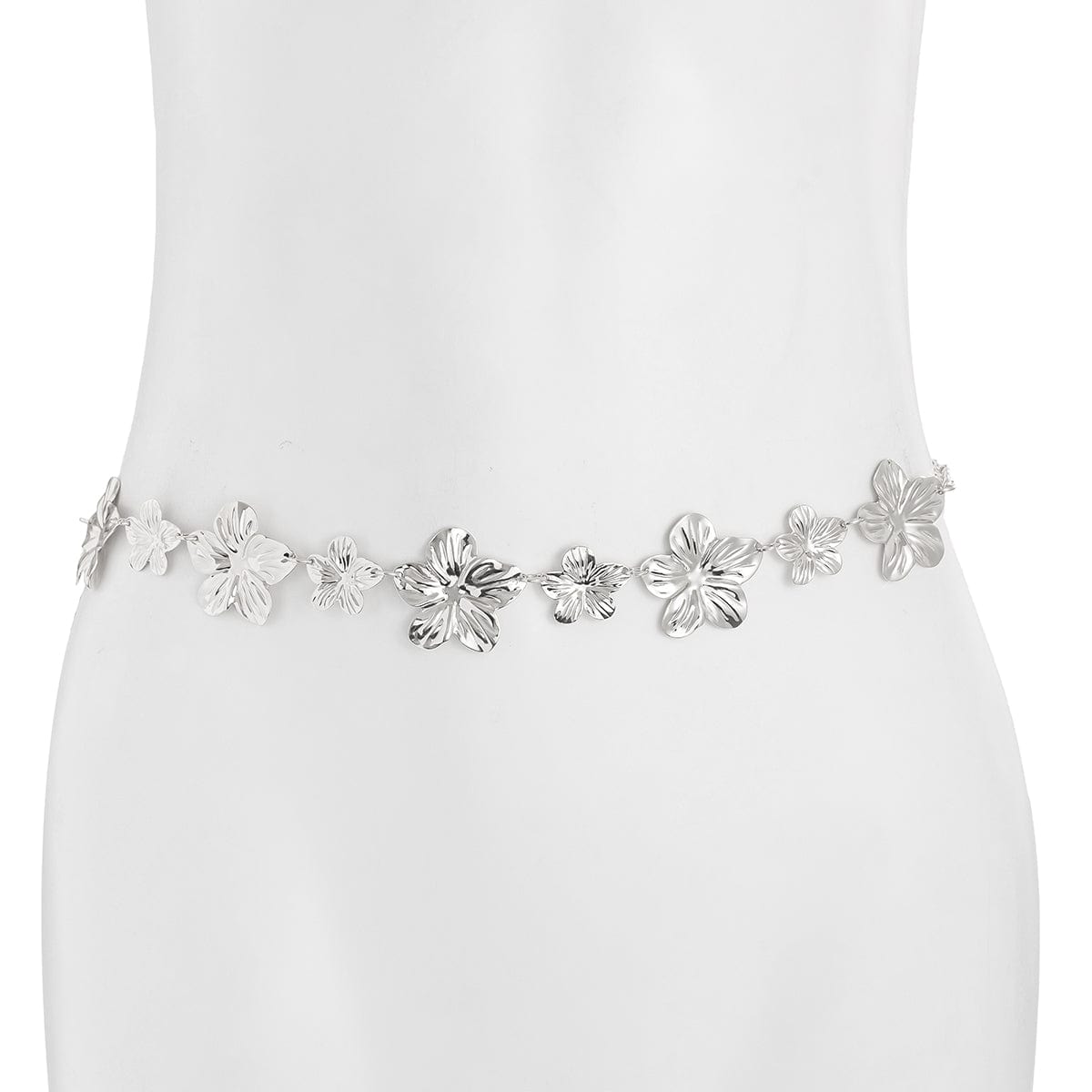 Trendy Gold Silver Plated Flower Waist Chain